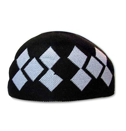 Modefa Kufi Modefa Islamic Men's Argyle Cotton Kufi Cap (Black/Gray)