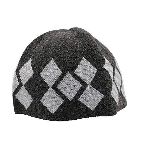 Modefa Islamic Men's Argyle Cotton Kufi Cap (Gray/Gray)