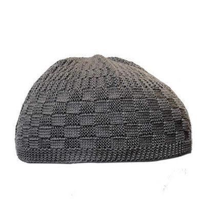 Modefa Kufi Modefa Islamic Men's Checkered Knit Kufi Cap (Gray)