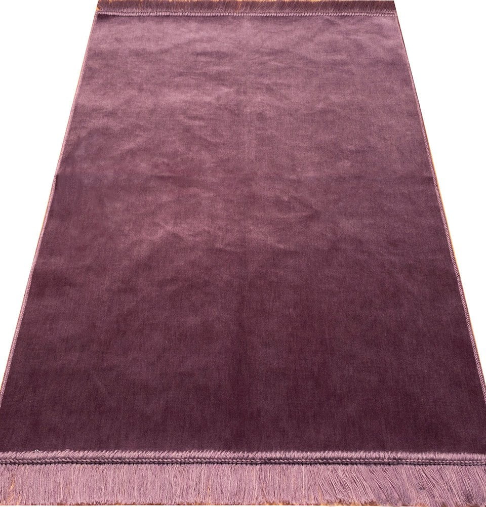 Modefa Lilac Modefa Turkish Islamic Velvet Janamaz Prayer Rug - Prayer Mat Carpet for Men and Women - Traditional Muslim Sajadah - Ramadan or Eid Gift - Solid Simple