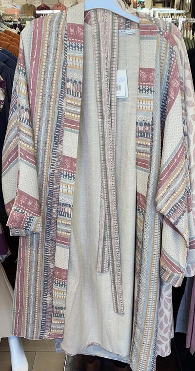 Modefa Loreen Kimono/ Cardigan with Belt - One Size - Multicolored