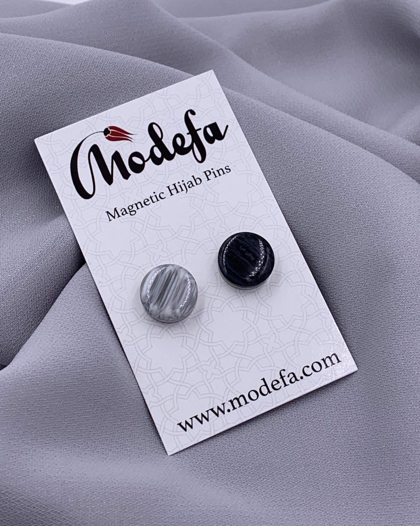 Marbled Magnetic Hijab 'Pin' - Grey/White