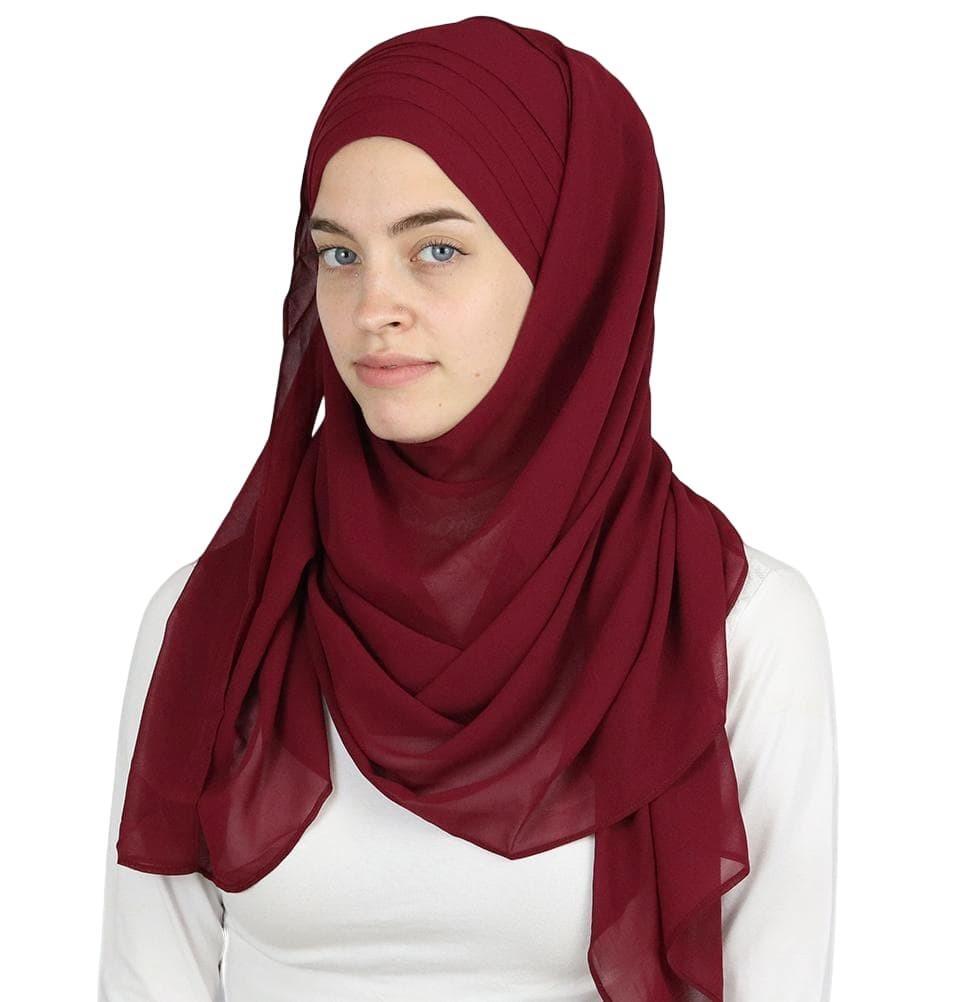 Practical Instant Chiffon Hijab Shawl CPS0062 Maroon