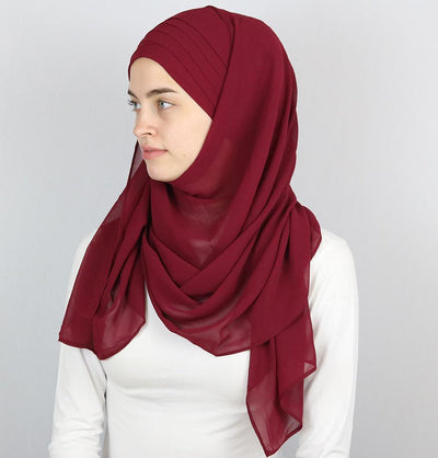 Practical Instant Chiffon Hijab Shawl CPS0062 Maroon
