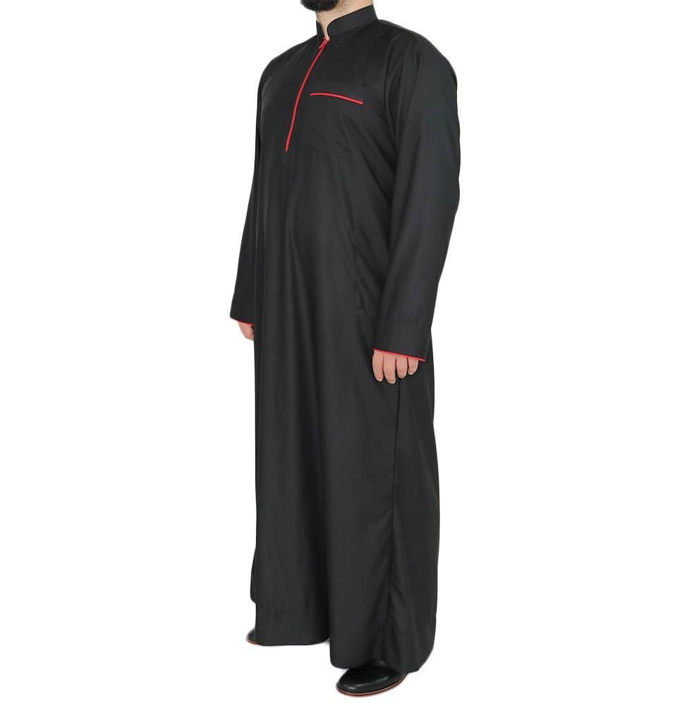 Men's Full Length Islamic Thobe 107 - Sleek Midnight Black