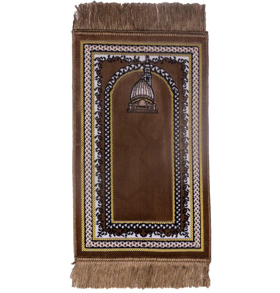 Modefa Msq1 Light Brown Child Velvet Islamic Prayer Rug - Mosque Dome MSQ1 Light Brown