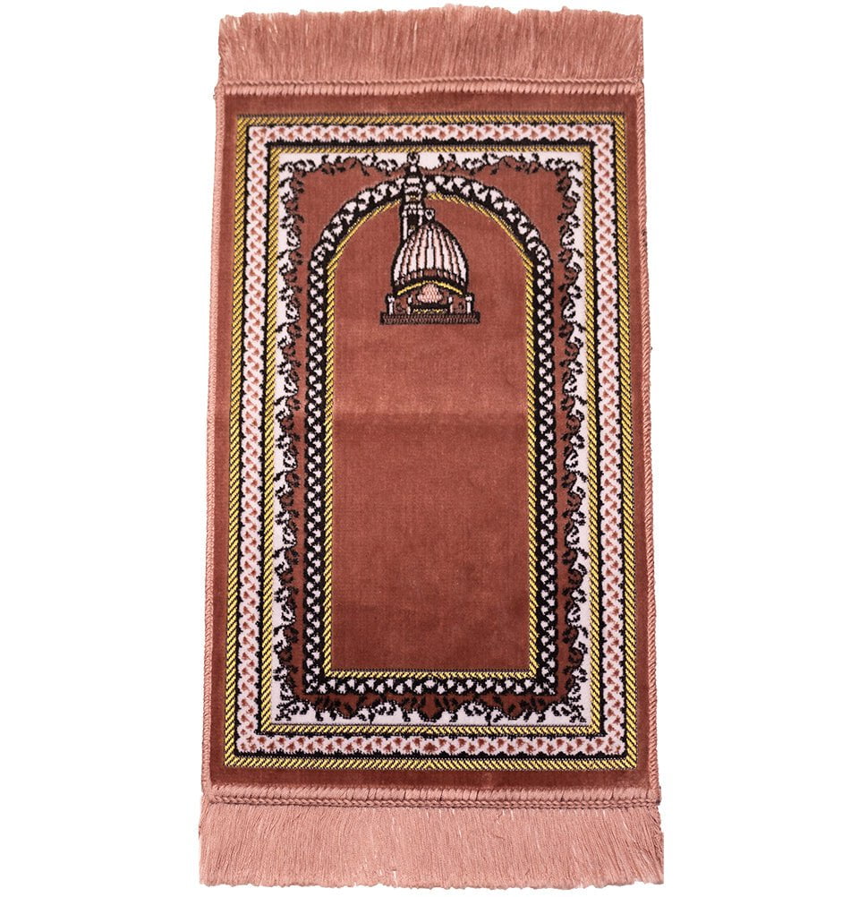 Child Velvet Islamic Prayer Rug - Mosque Dome MSQ1 Rose Pink
