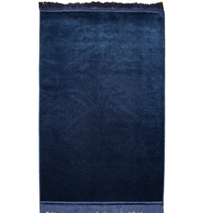 Modefa Navy Blue Modefa Turkish Islamic Velvet Janamaz Prayer Rug - Prayer Mat Carpet for Men and Women - Traditional Muslim Sajadah - Ramadan or Eid Gift - Solid Simple