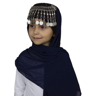 Modefa Navy Blue Traditional Turkish Ottoman Hat for Girls - Ertugrul Halime Hatun - Navy Blue
