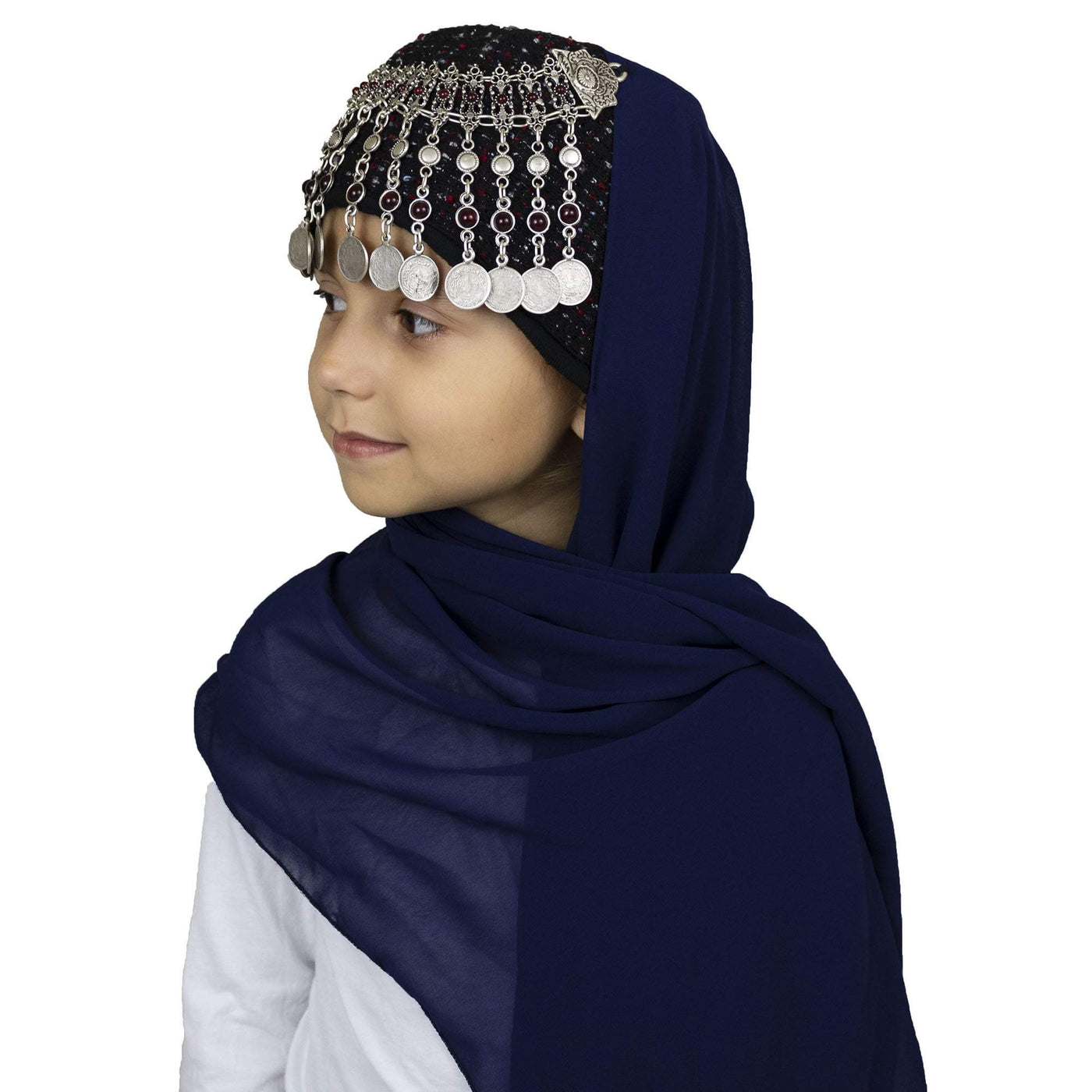 Modefa Navy Blue Traditional Turkish Ottoman Hat for Girls - Ertugrul Halime Hatun - Navy Blue