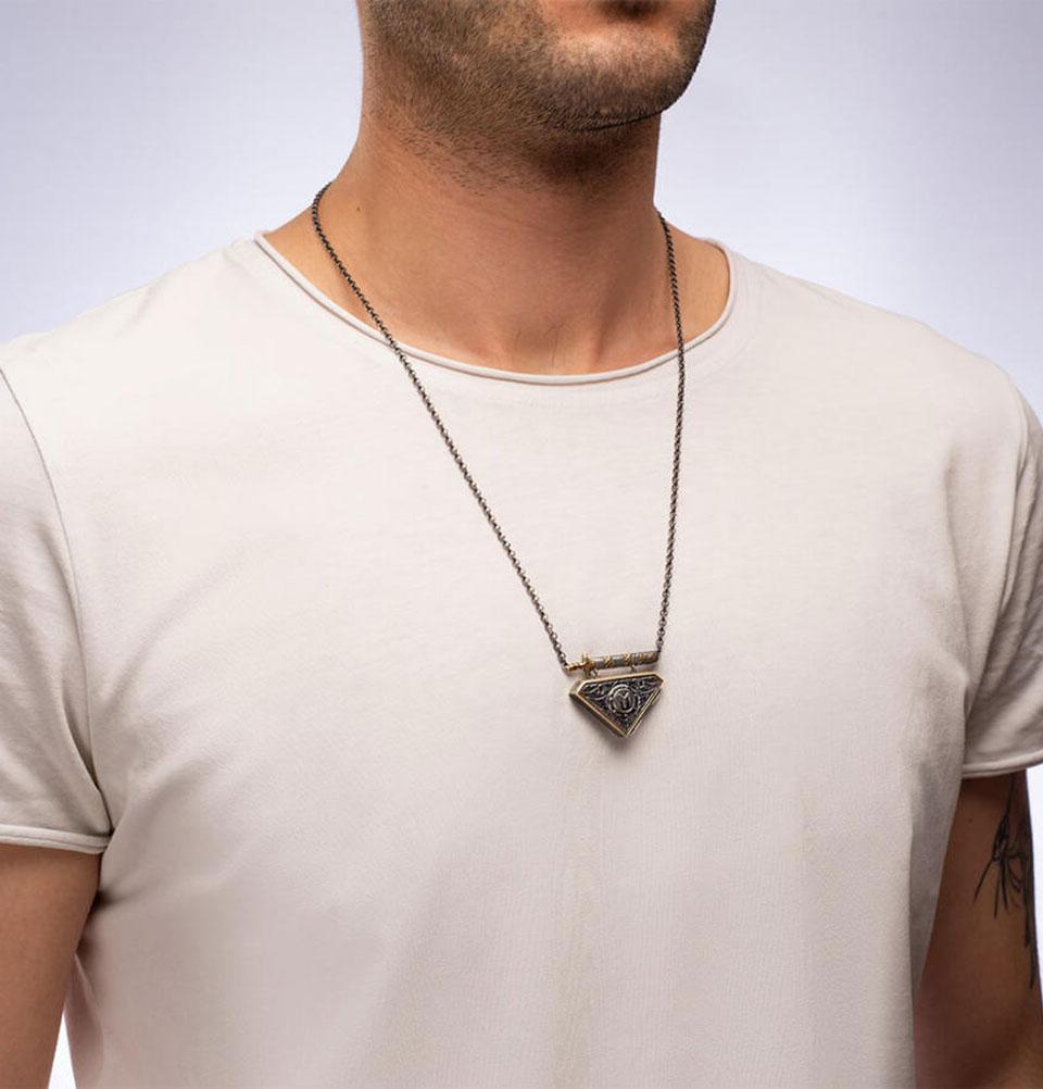 Men's Sterling Silver Licensed Ertugrul Amulet Necklace