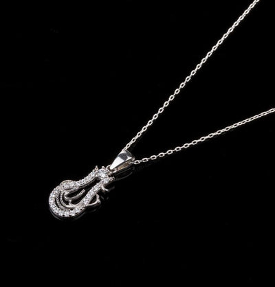Women's Sterling Silver Islamic Necklace 'Allah' with Tulip