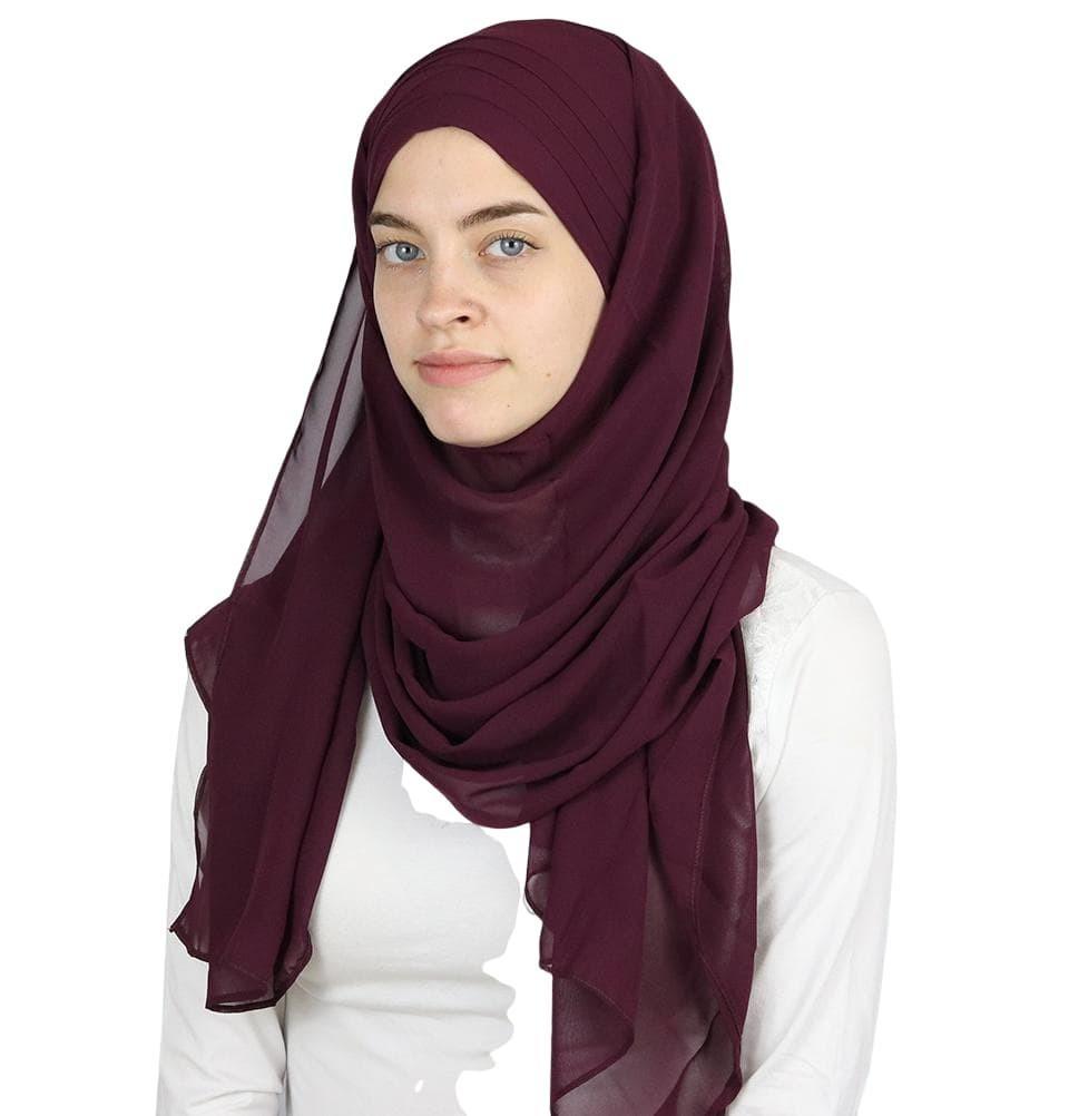 Practical Instant Chiffon Hijab Shawl CPS0062 Plum