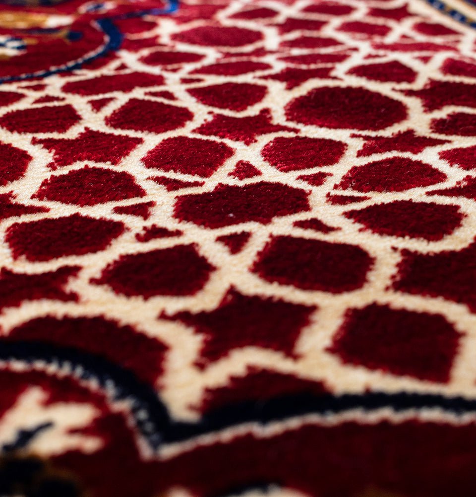 Modefa 18 Person: 130 x 118in Large 18 Person Islamic Prayer Rug - Traditional Floral Red