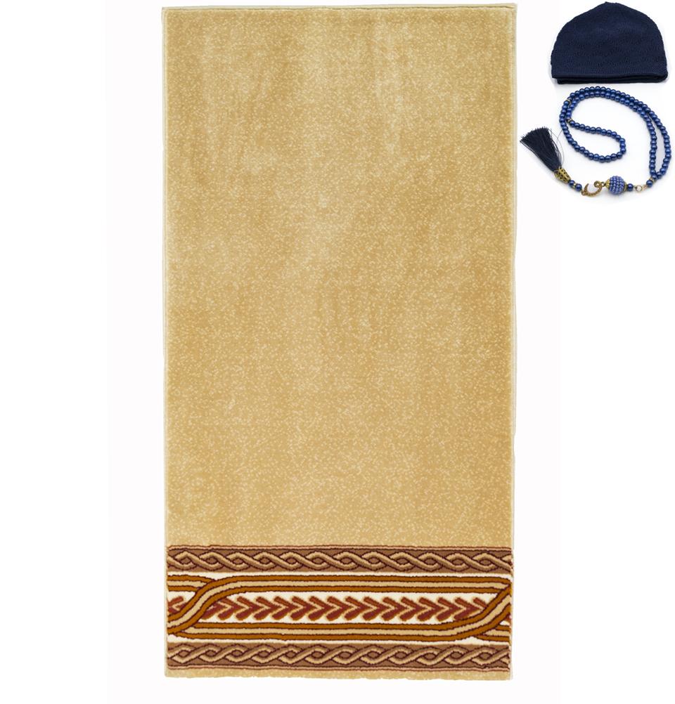 Modefa Prayer Rug Beige Luxury Islamic Prayer Carpet | Rolled Velvet Kilim Rug | Simple Beige