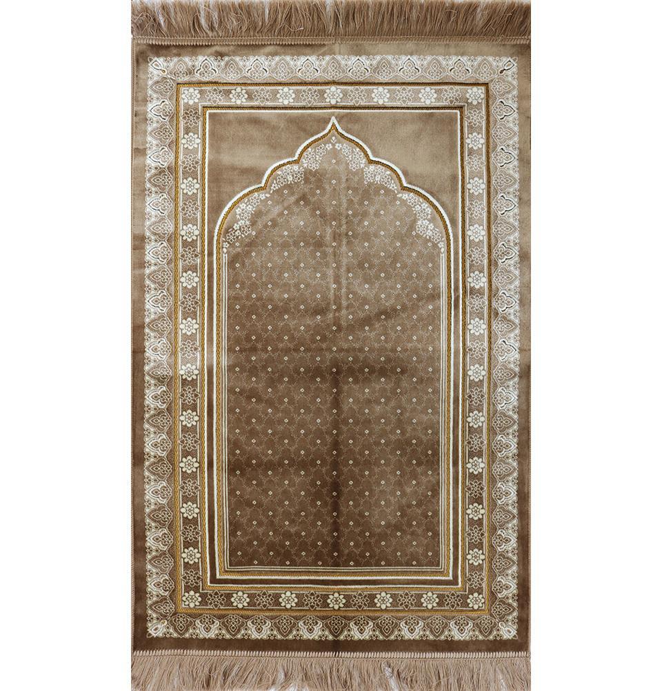 Plush Velvet Prayer Rug Simple Floral Beige