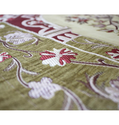 Luxury Embroidered Islamic Prayer Rug Floral Arch - Beige & Red