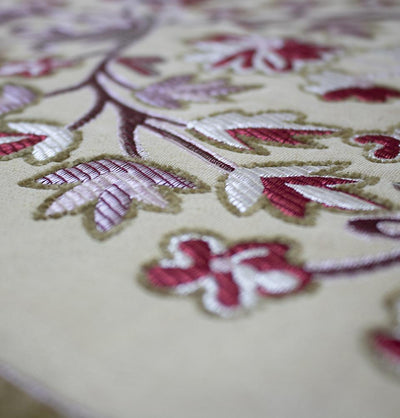 Luxury Embroidered Islamic Prayer Rug Floral Arch - Beige & Red