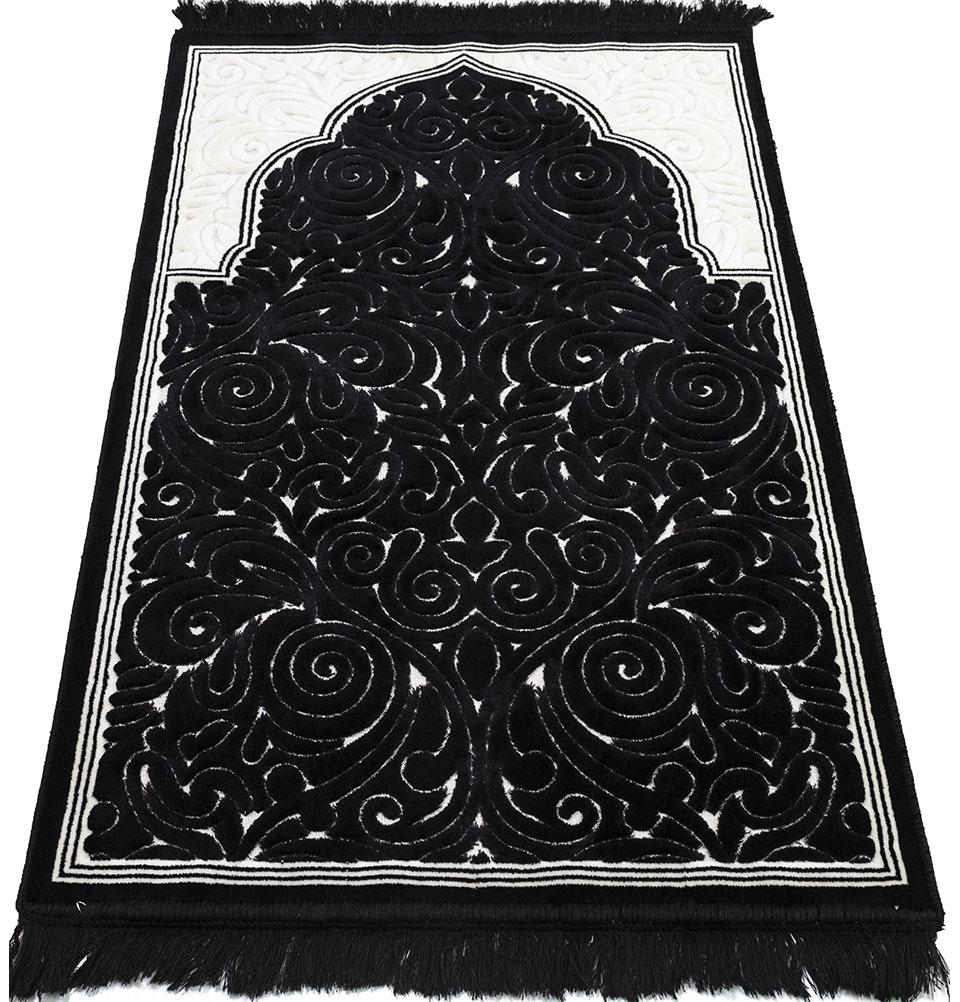 Modefa Prayer Rug Black #2 Plush Velvet Islamic Prayer Rug Sina - Black #2