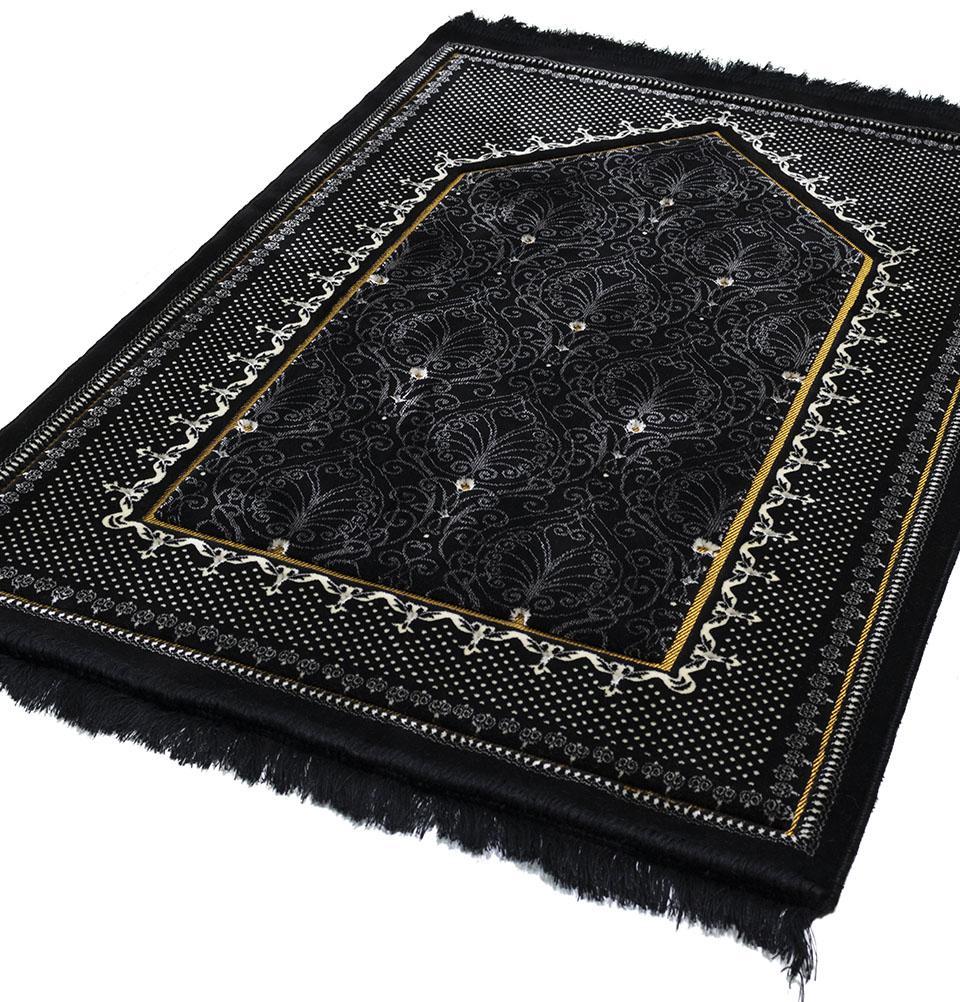 Modefa Prayer Rug Black Double Plush Wide Islamic Prayer Rug Topkapi - Black