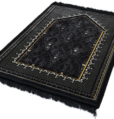 Modefa Prayer Rug Black Double Plush Wide Islamic Prayer Rug Topkapi - Black