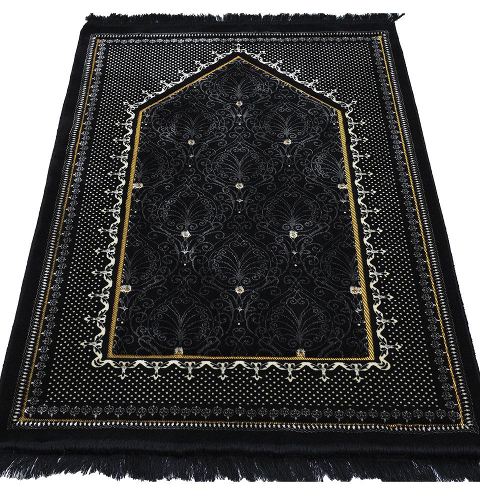 Modefa Prayer Rug Black Double Plush Wide Islamic Prayer Rug Topkapi - Black