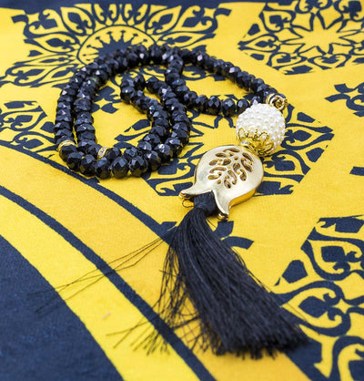 Modefa Prayer Rug Black/Gold Luxury Islamic Quran & Prayer Rug 4 Piece Gift Set - Black/Gold