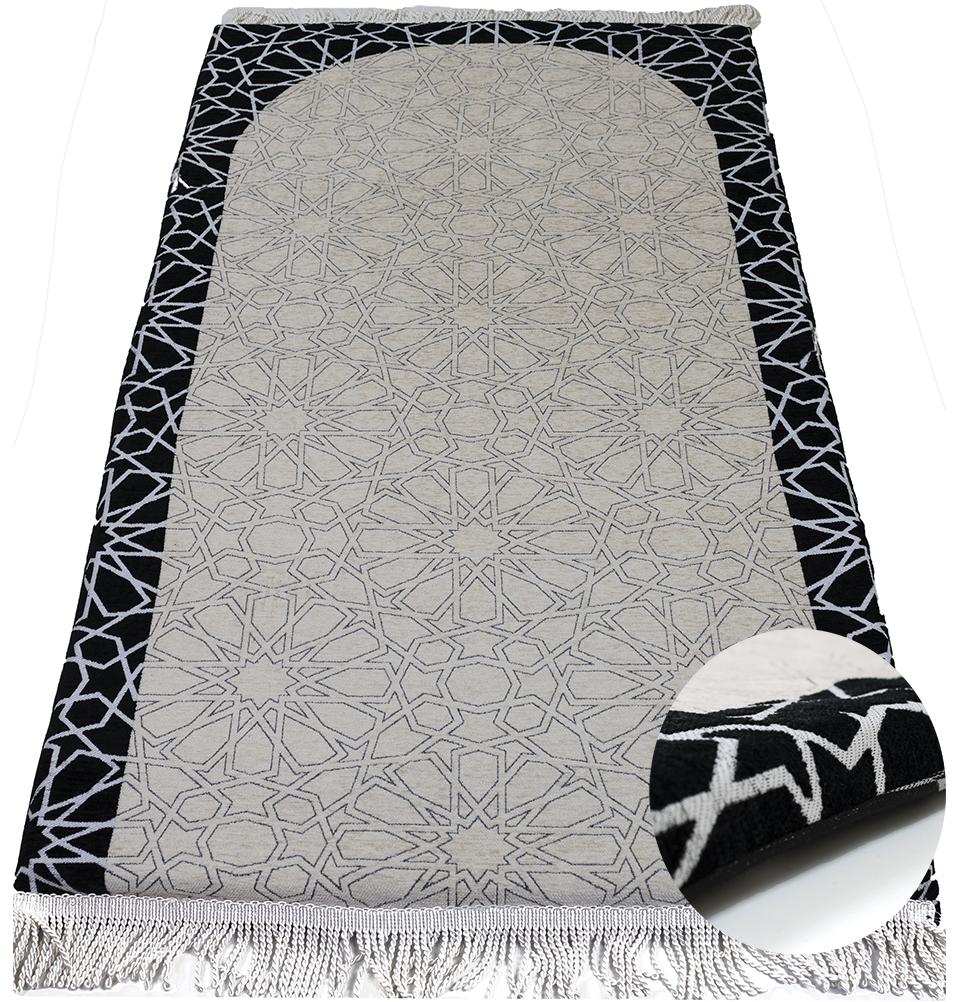 Modefa Prayer Rug Black/Ivory Foldable Orthopedic Foam Islamic Prayer Rug with Carry Case Selcuk Star - Black