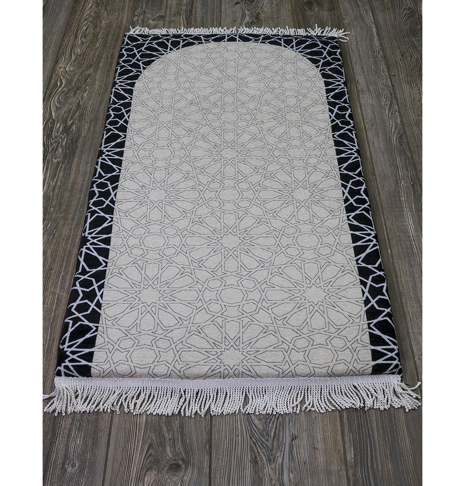 Modefa Prayer Rug Black/Ivory Foldable Orthopedic Foam Islamic Prayer Rug with Carry Case Selcuk Star - Black