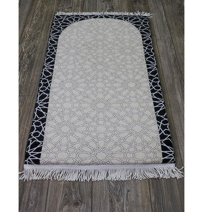 Modefa Prayer Rug Black/Ivory Foldable Orthopedic Foam Islamic Prayer Rug with Carry Case Selcuk Star - Black