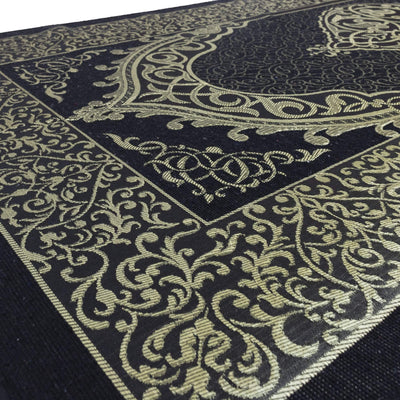 Modefa Prayer Rug Black + Purple Chenille Ottoman Islamic Prayer Mat COMBO Set of 2  (Black + Purple)