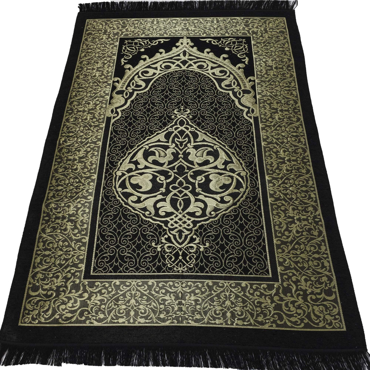 Modefa Prayer Rug Black + Purple Chenille Ottoman Islamic Prayer Mat COMBO Set of 2  (Black + Purple)