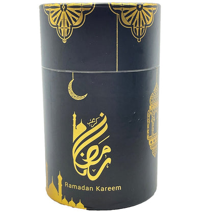 Modefa Prayer Rug Black Ramadan Kareem Cylinder Gift Box Set with Prayer Mat & Prayer Beads - Black