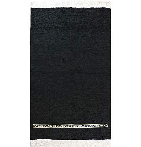 Modefa Prayer Rug Black Simple Luxury Meccan Woven Chenille Islamic Prayer Rug - Black Simple