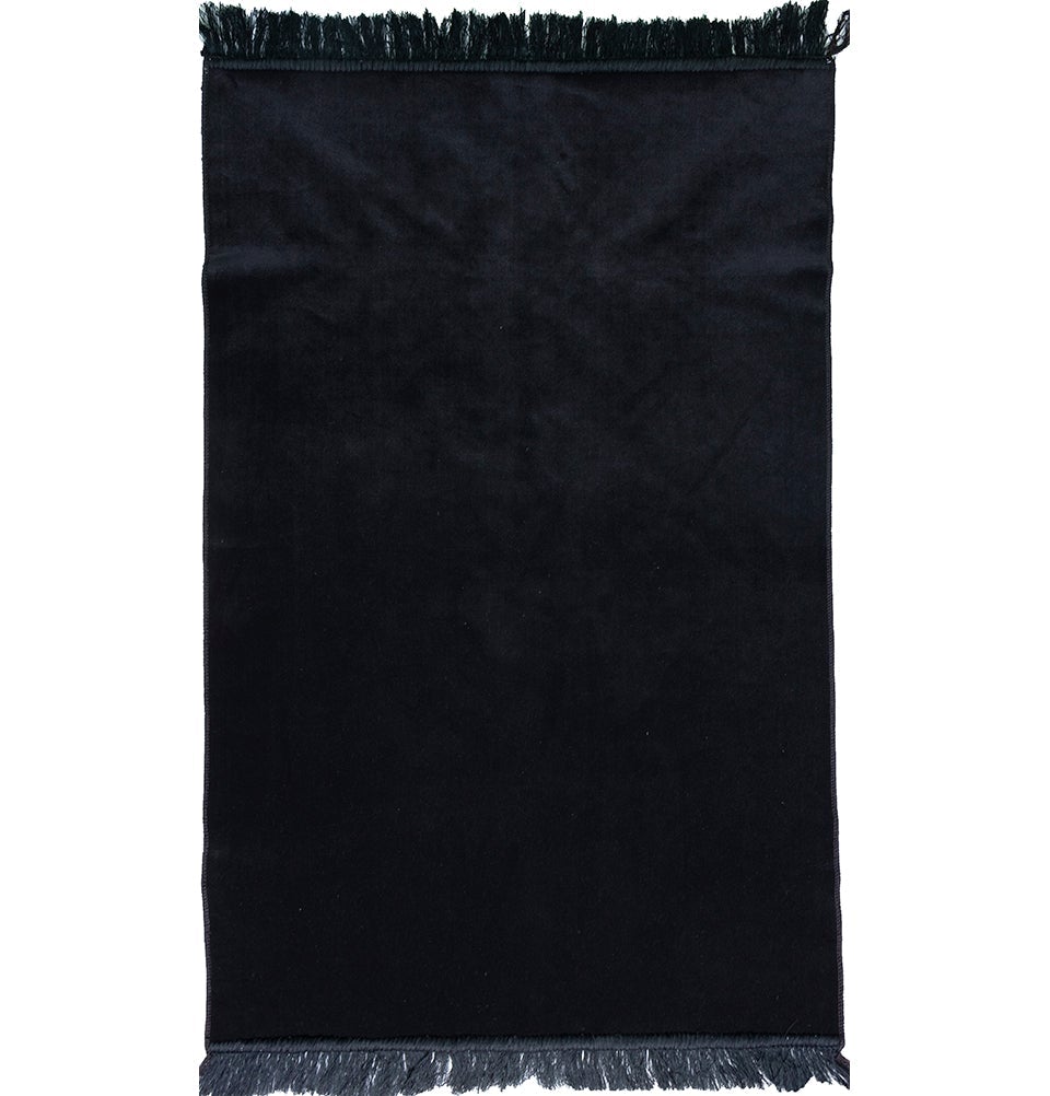 Modefa Prayer Rug Black Solid Simple Velvet Islamic Prayer Rug - Black