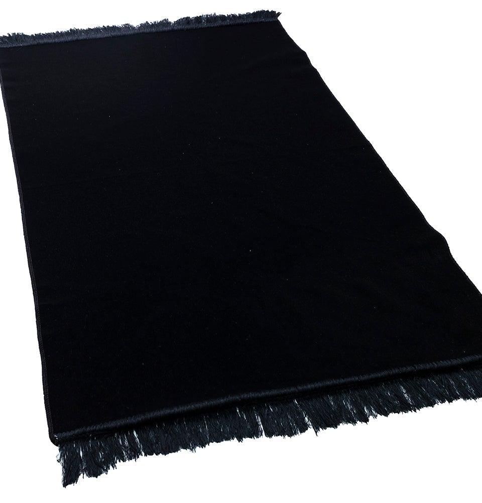 Modefa Prayer Rug Black Solid Simple Velvet Islamic Prayer Rug - Black