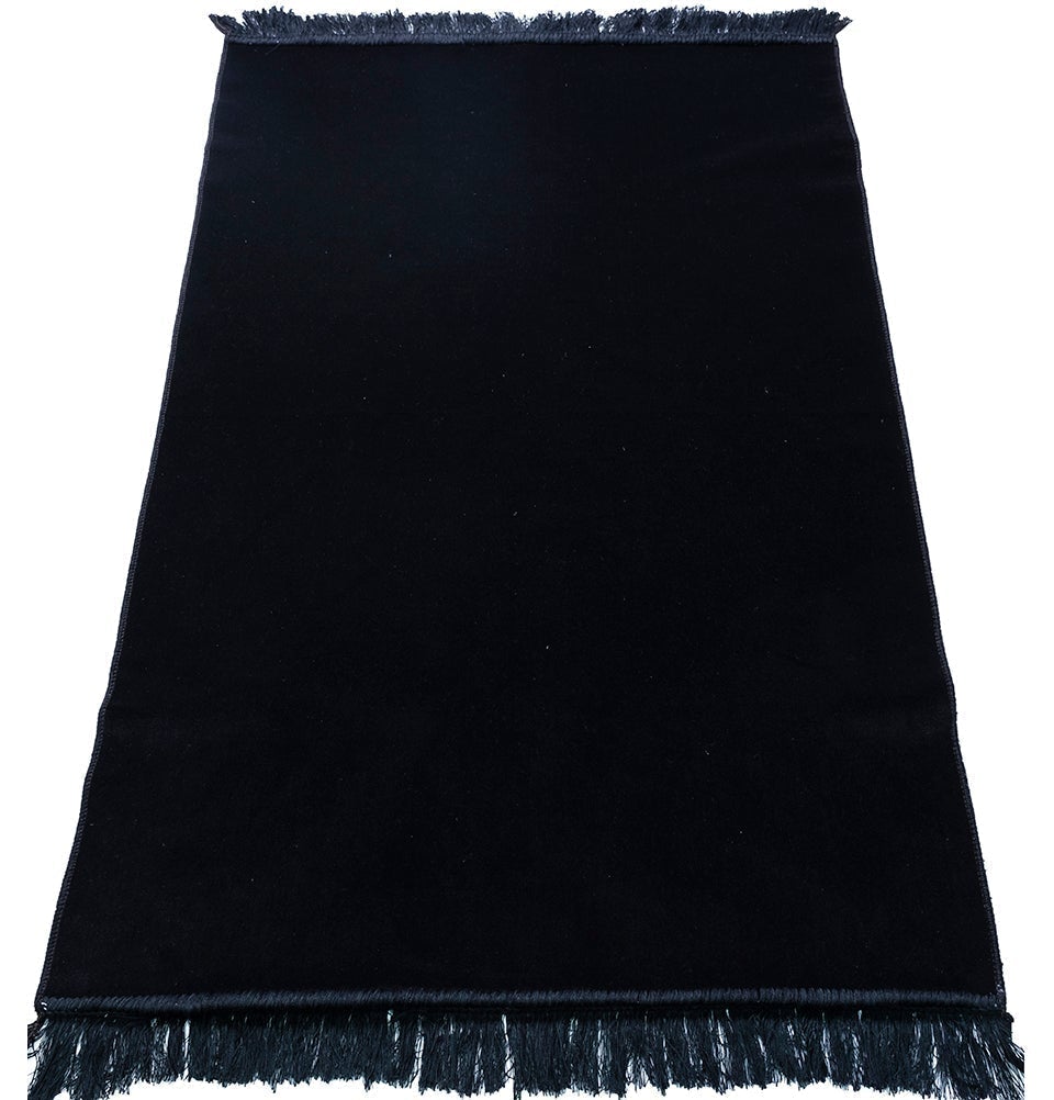 Modefa Prayer Rug Black Solid Simple Velvet Islamic Prayer Rug - Black