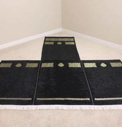 Wide 4 Person Chenille Islamic Prayer Rug With Imam Spot
