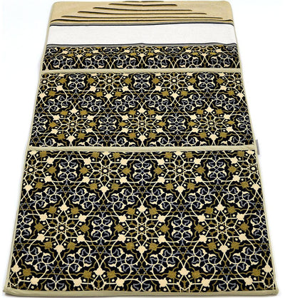 Convertible Travel Prayer Mat with Backrest - Black/Yellow