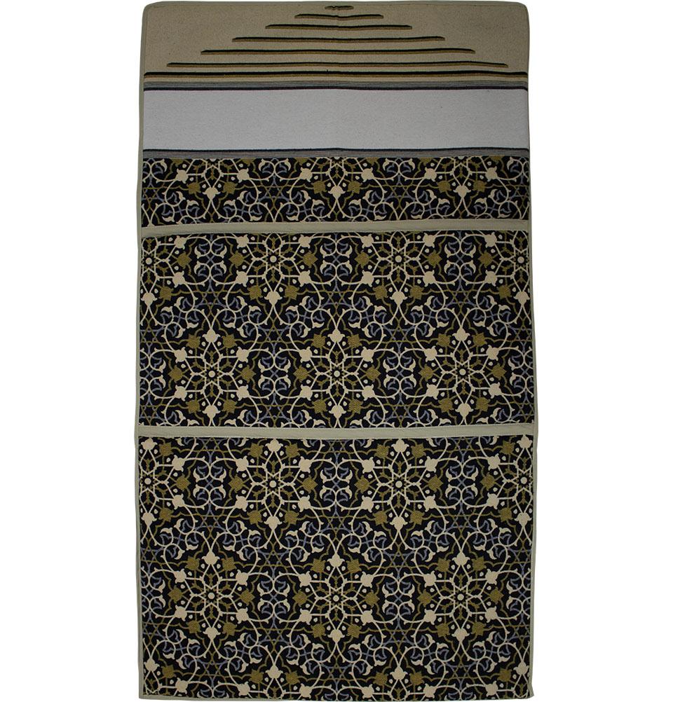 Convertible Travel Prayer Mat with Backrest - Black/Yellow