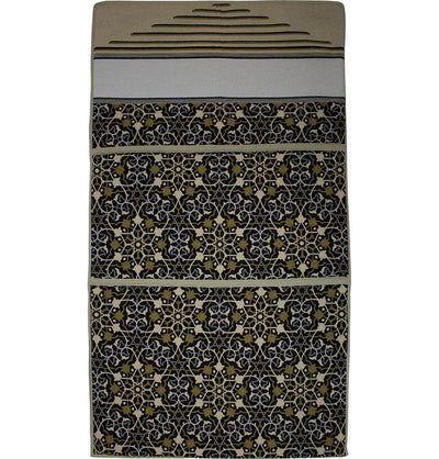 Convertible Travel Prayer Mat with Backrest - Black/Yellow