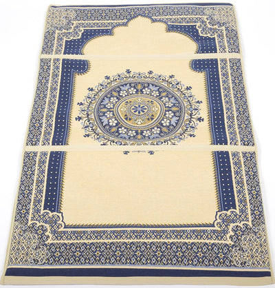 Modefa Prayer Rug Blue / Beige Convertible Travel Prayer Mat with Backrest - Blue / Beige