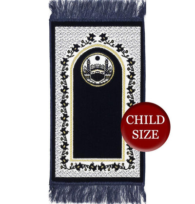 Modefa Prayer Rug Blue Child Velvet Islamic Prayer Rug - Dark Blue