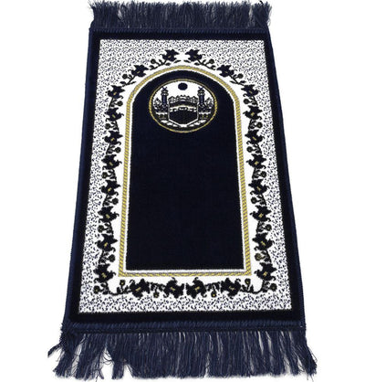 Modefa Prayer Rug Blue Child Velvet Islamic Prayer Rug - Dark Blue