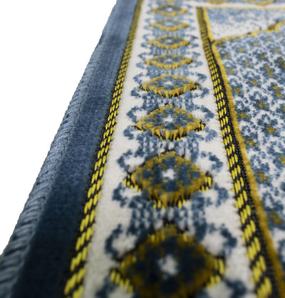 Modefa Prayer Rug Blue Child Velvet Islamic Prayer Rug | Lattice - Blue