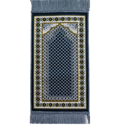 Modefa Prayer Rug Blue Child Velvet Islamic Prayer Rug | Lattice - Blue