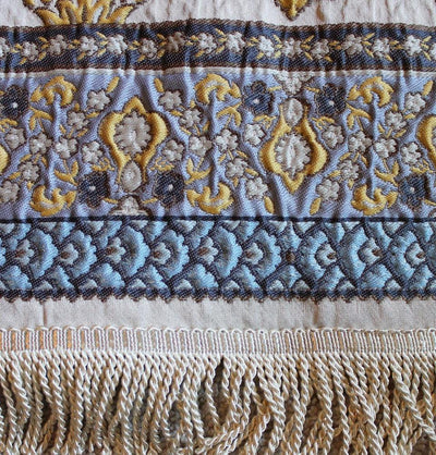 Modefa Prayer Rug Large Wide Luxury Thin Embroidered Prayer Mat Gift Box Set 'Jacobean' Tulip- Blue / Gray - Modefa 