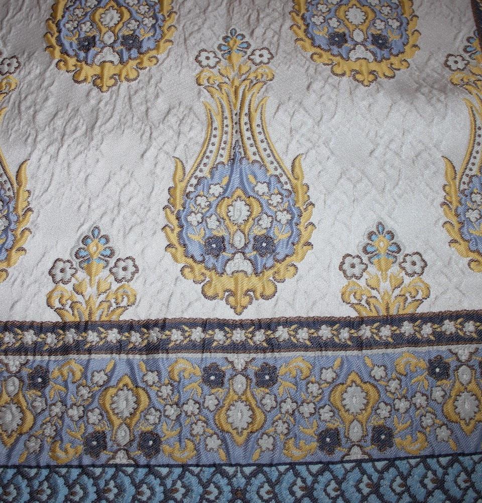 Modefa Prayer Rug Large Wide Luxury Thin Embroidered Prayer Mat Gift Box Set 'Jacobean' Tulip- Blue / Gray - Modefa 