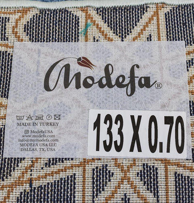 Modefa Prayer Rug Blue Luxury Islamic Prayer Carpet | Rolled Velvet Kilim Rug | Selcuk Star - Blue