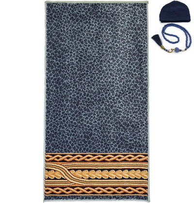 Modefa Prayer Rug Blue Luxury Islamic Prayer Carpet | Rolled Velvet Kilim Rug | Speckled Blue